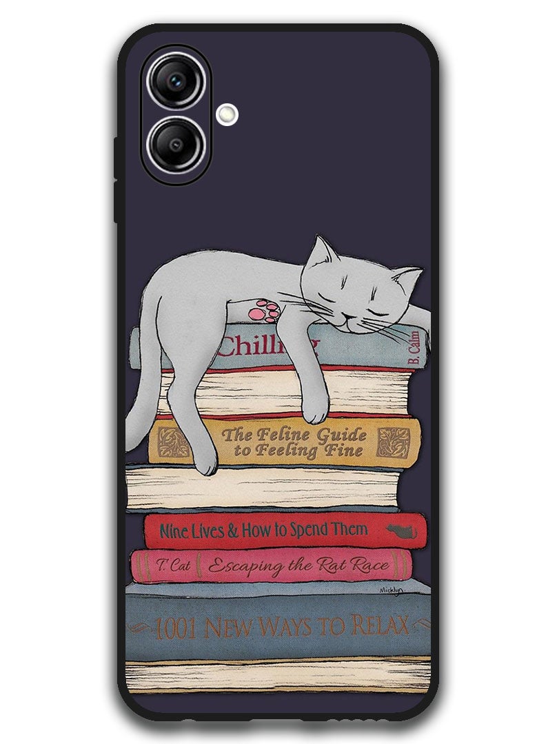 Theodor Case Compatible with Samsung Galaxy A07 6.7 Inch Protection Shockproof Bumper Cover Cat With Books - Image 1
